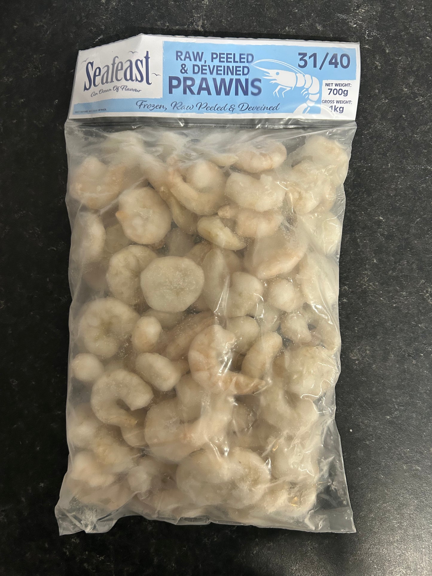 Raw Peeled & Deveined Tiger Prawns 1kg (700g net)